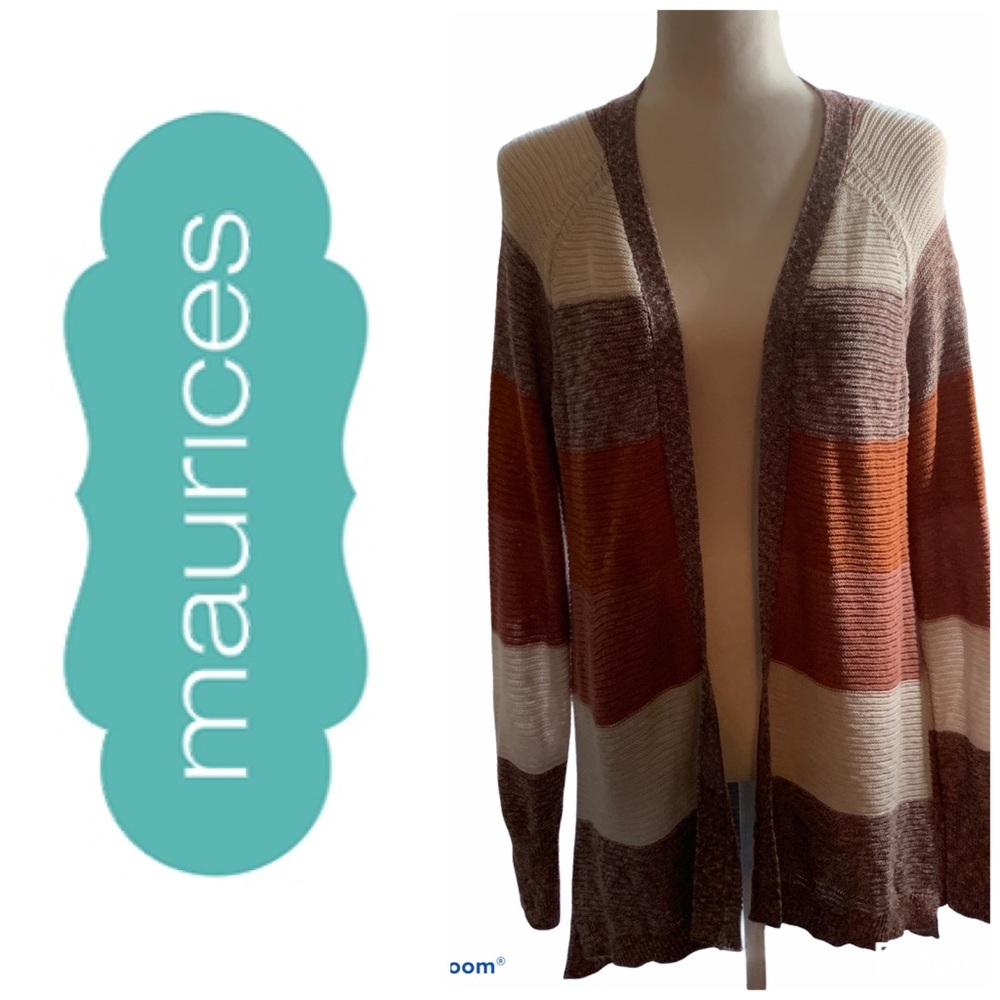 Maurice’s striped open cardigan